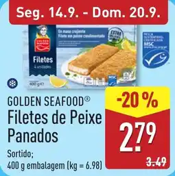 ALDI golden seafood filetes de peixe panados promoção