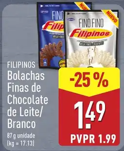 ALDI Filipinos Bolachas Finas de Chocolate de Leite/ Branco promoção