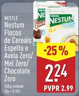 ALDI Nestlé Nestum Flocos de Cereais Espelta e Aveia Zero/Mel Zero/Chocolate Zero promoção