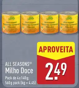 ALDI All seasons milho doce promoção