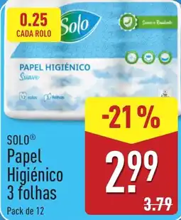 ALDI Solo papel higiênico 3 folhas promoção