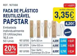 Makro Faca de plástico reutilizável papstar promoção