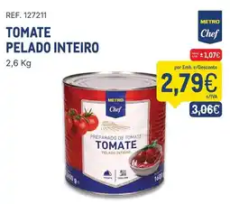 Makro tomate pelado inteiro metro chef promoção