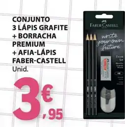 E.Leclerc Conjunto 3 lápis grafite + borracha premium + afia-lápis faber-castell promoção