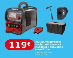 Bricomarché Conjunto inverter + máscara + mala + martelo + esquadro magnético promoção