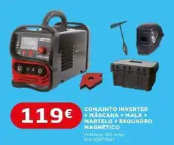Bricomarché Conjunto inverter + máscara + mala + martelo + esquadro magnetico promoção