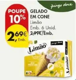 Pingo Doce Gelado em cone limão pingo doce promoção
