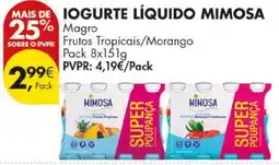 Pingo Doce Iogurte líquido mimosa magro frutos tropicais/morango promoção