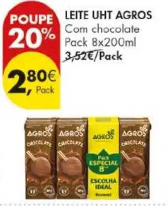 Pingo Doce Leite uht agros com chocolate promoção