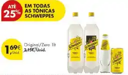 Pingo Doce Tónicas schweppes original/zero 1lt promoção