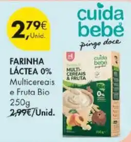 Pingo Doce Cuida Bebê Farinha Láctea 0% Multicereais e Fruta Bio promoção