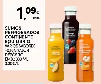 Continente Sumos refrigerados continente equilíbrio promoção