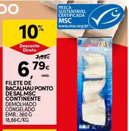 Continente Filete de bacalhau ponto de sal msc continente promoção