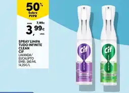Continente spray limpa tudo infinite clean cif lavanda/eucalipto promoção