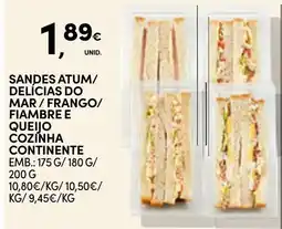 Continente Sandes atum/ delicias do mar/ frango/ fiambre e queijo cozinha continente promoção