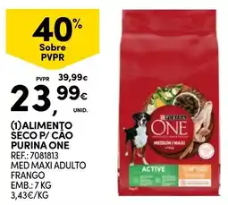 Continente alimento seco p/ cão purina one promoção