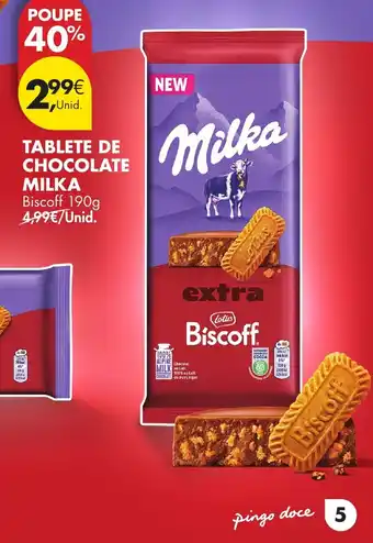 Pingo Doce tablete de chocolate milka biscoff promoção