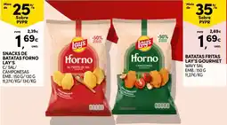 Continente Snacks de batatas forno lay's c/sal/camponesas promoção