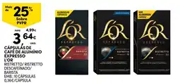 Continente Cápsulas de café de alumínio espresso l'or ristretto/ristretto descafeinado/barista promoção