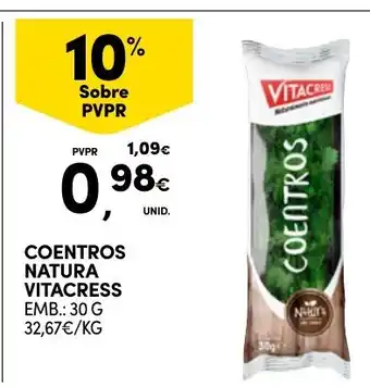 Continente Coentros natura vitacress promoção