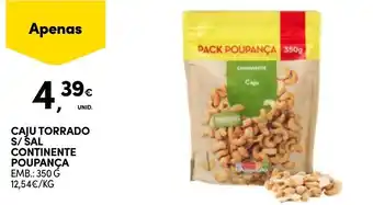Continente Caju torrado s/ sal continente poupança promoção