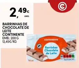 Continente Barrinhas chocolate de leite continente promoção