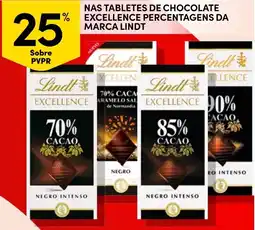 Continente Nas tabletes de chocolate excellence percentagens da marca lindt promoção