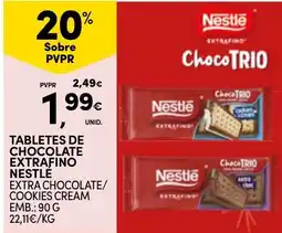 Continente Tabletes de chocolate extrafino nestle promoção