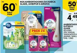Continente ambientador elétrico glade relaxing zen/sensual sandalwood & jasmine/vanilla promoção