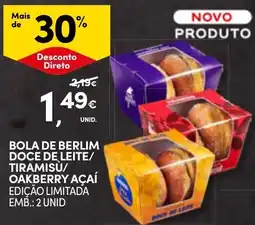Continente Bola de berlim doce de leite/tiramisu/oakberry açaí promoção
