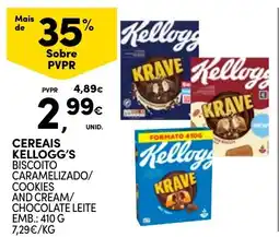 Continente Cereais Kellogg's Biscoito Caramelizado/ Cookies and Cream/ Chocolate Leite promoção