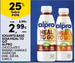 Continente Iogurte base soja meal to go alpro chocolate e banana / manga e maracujá promoção