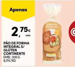 Continente pão de forma integral s/ glúten continente promoção
