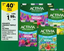 Continente Iogurte líquido triplo 0% activia promoção