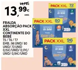 Continente Fralda absorção pack xxl continente do bebé promoção