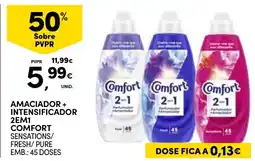 Continente Amaciador + intensificador 2em1 comfort sensations/ fresh/ pure promoção
