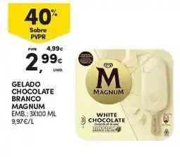 Continente gelado chocolate branco magnum promoção