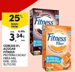 Continente Cereais 0% açúcar fitness proteína cacau/fibra mel promoção