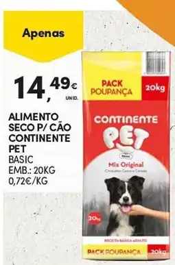 Continente alimento seco p/ cão continente pet basic promoção