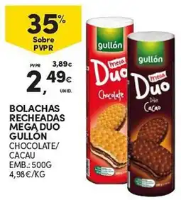 Continente Bolachas recheadas mega duo gullon chocolate/cacau promoção