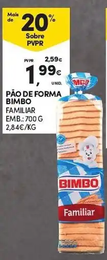 Continente Pão de forma bimbo familiar promoção