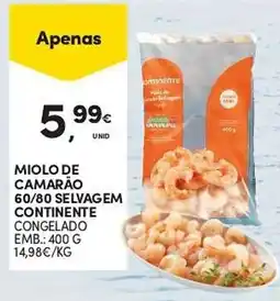 Continente miolo de camarão 60/80 selvagem continente promoção