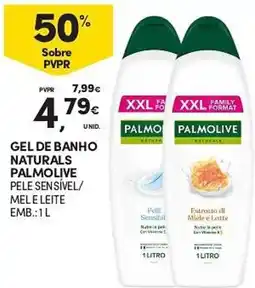 Continente gel de banho naturals palmolive pele sensivel/ mele e leite promoção