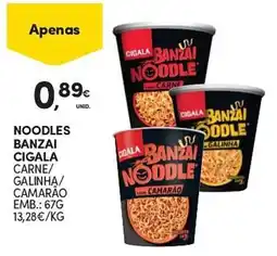 Continente noodles banzai cigala carne/ galinha/ camarão promoção