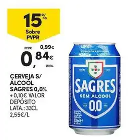 Continente Cerveja s/ álcool sagres 0,0% promoção