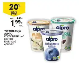Continente Yofu de soja alpro coco/ baunilha/ mirtilo promoção
