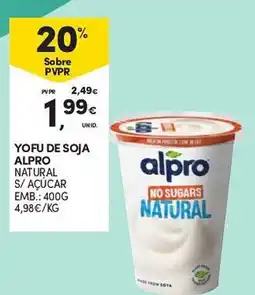 Continente Yofu de soja alpro natural s/ açúcar promoção