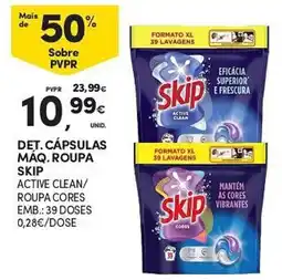 Continente Det. cápsulas máq. roupa skip active clean/roupa cores promoção