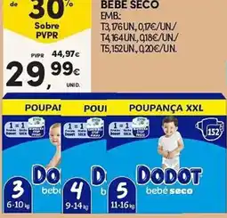 Continente Dodot bebê seco promoção