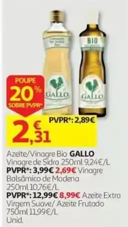 Auchan Azeite/Vinagre Bio GALLO promoção